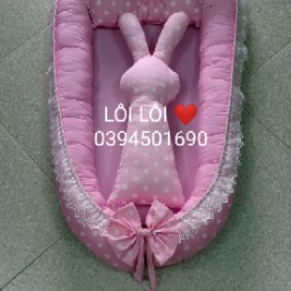 Combo nôi, gối lõm và thỏ ôm cho bé