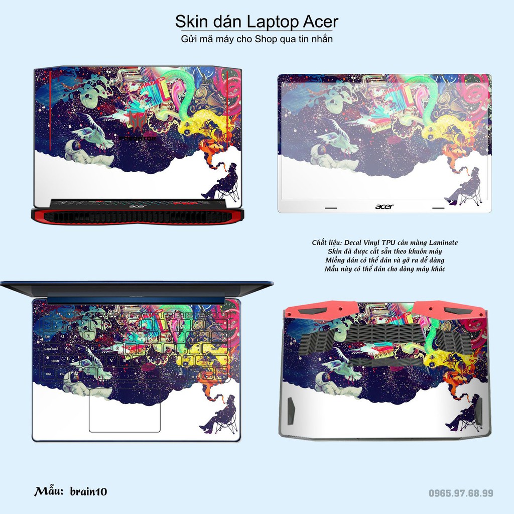 Skin dán Laptop Acer in hình Left Brain Right Brain (inbox mã máy cho Shop)