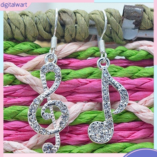 Cặp khuyên tai tạo hình nốt nhạc đính đá quý nhân tạo lấp lánh sang trọng dành cho nữ