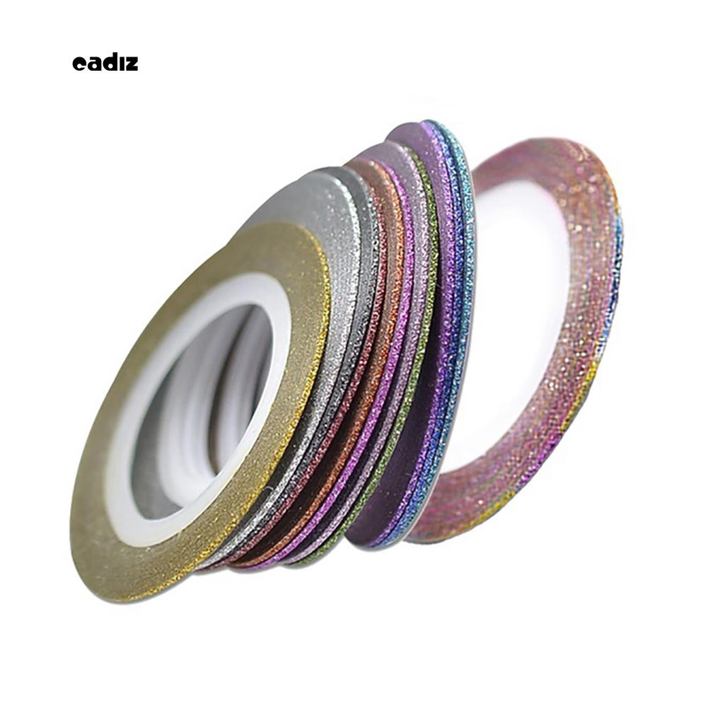 Bộ 12 cuộn băng dính kim tuyến 1mm dùng để trang trí móng nghệ thuật