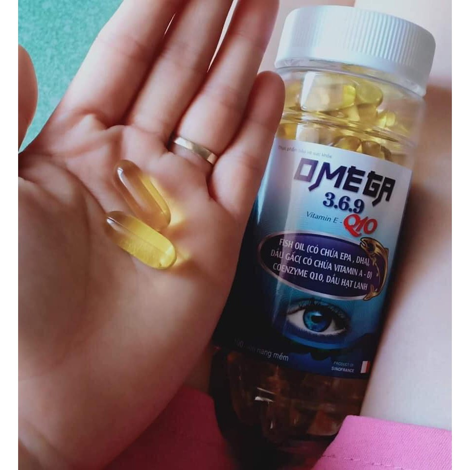 Omega 3, Omega 369, Dầu cá omega 369 Q10 có công dụng bổ mắt, làm giảm khô đau nhức mắt sáng mắt, làm đẹp da