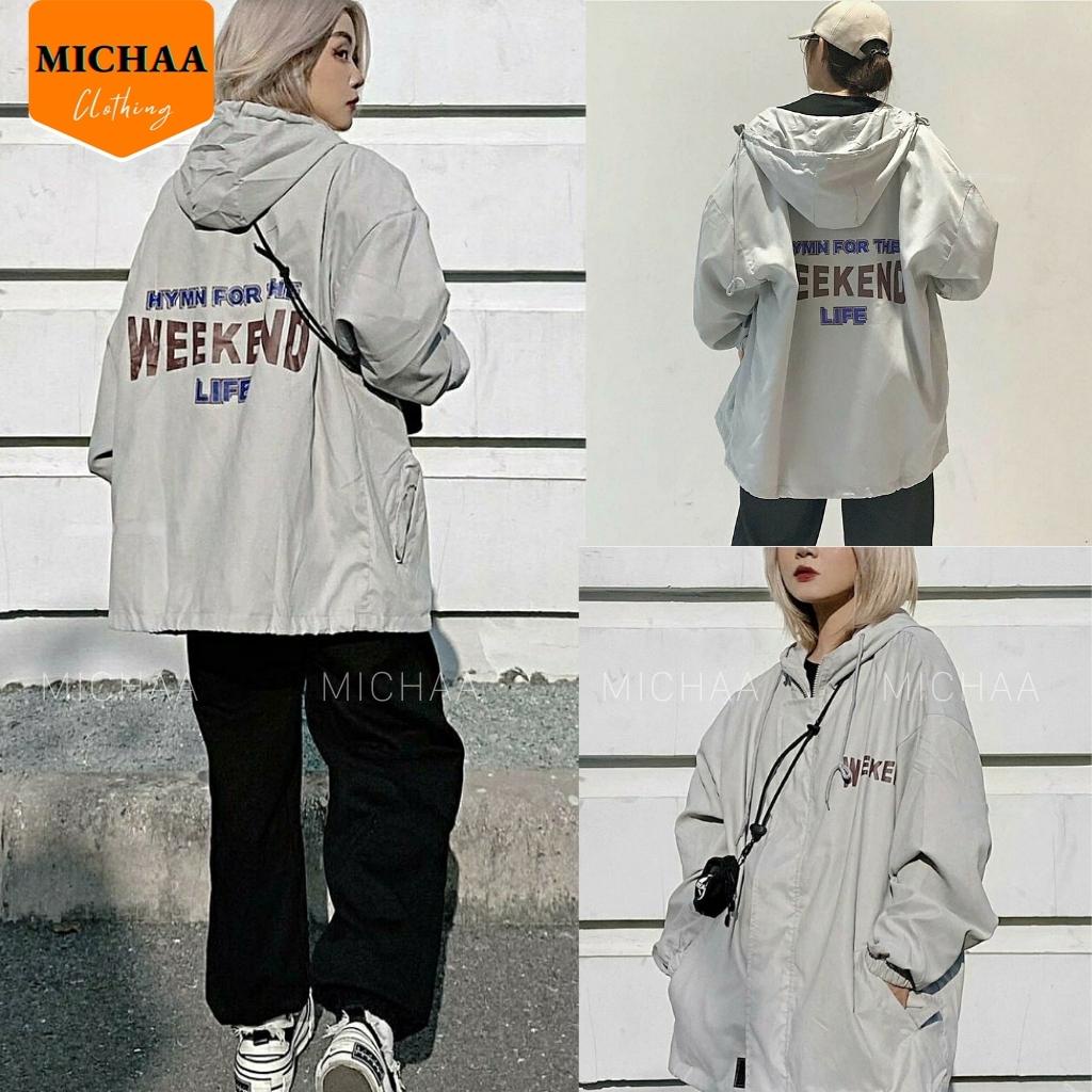 Áo Khoác Bomber Dù WEEKEND Nam Nữ Ulzzang Unisex 2 Lớp Form Rộng - MICHAA