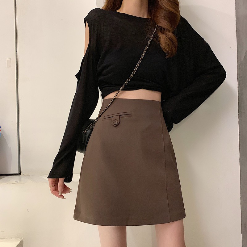 Chân Váy Chữ A Eo Cao Thiết Kế Đơn Giản Phong Cách Hàn Quốc | BigBuy360 - bigbuy360.vn