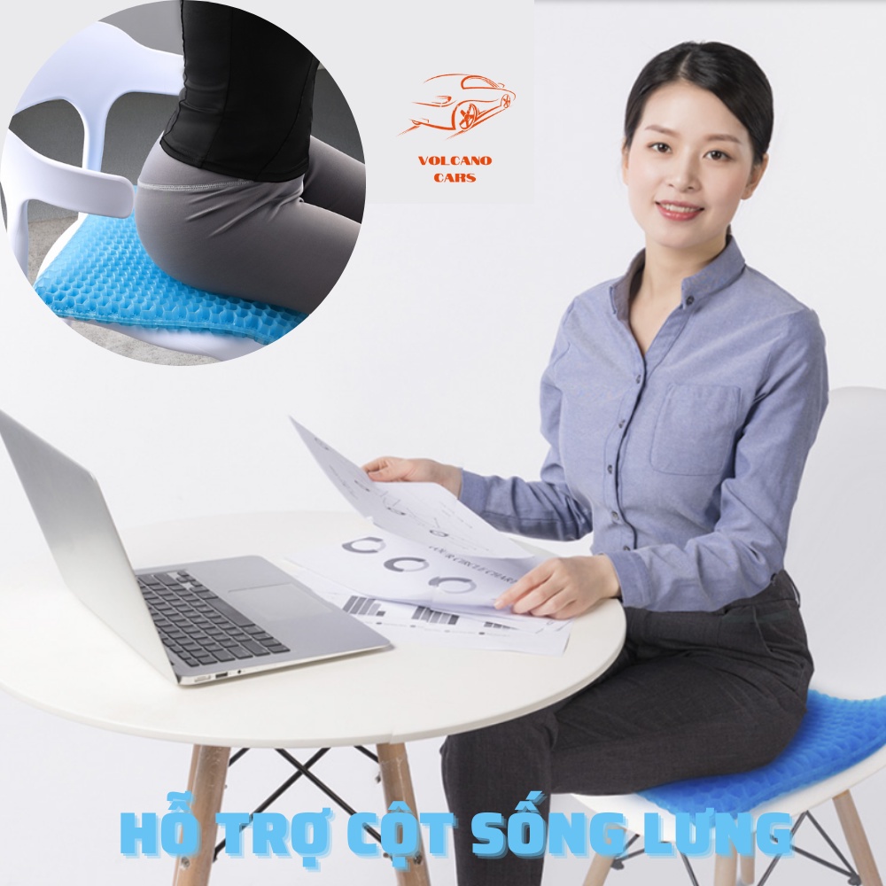 Đệm Gel , Silicon + Vỏ Đệm Hàng Cao Cấp , Thoáng Mát Mùa Hè , Chống Trơn Trượt , Tuần Hoàn Cho Người Ngồi Lâu-Happy Shop