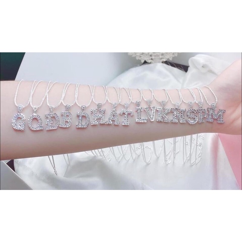 DÂY CHUYỀN BẠC MẶT CHỮ CÁI ĐÍNH ĐÁ CỰC XINH - DÂY CHUYỀN BẠC