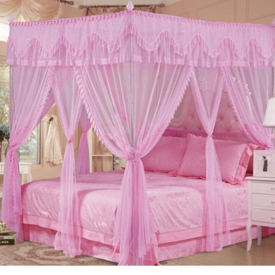 Màn (mùng) cưới cao cấp khung inox không khoan tường  màu hồng chất vải tuyn ( kích thước 1.8*2m) chống muỗi  màn+khung