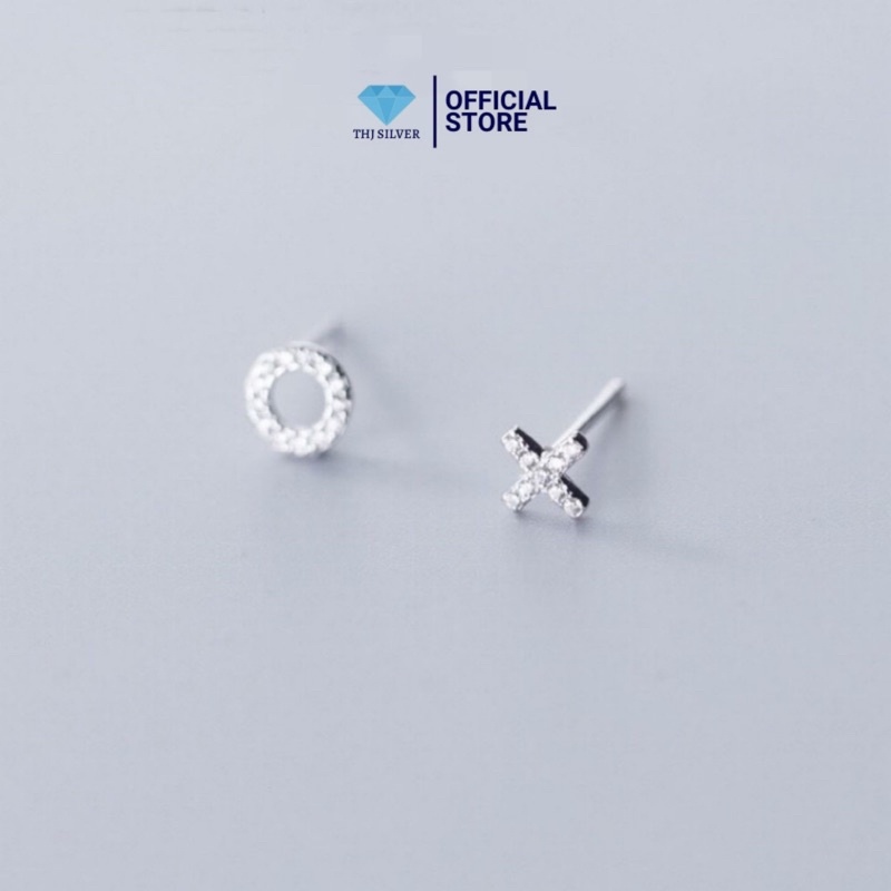 Bông tai X O kiểu dáng thời trang cá tính , chuẩn bạc ta- THJ SILVER