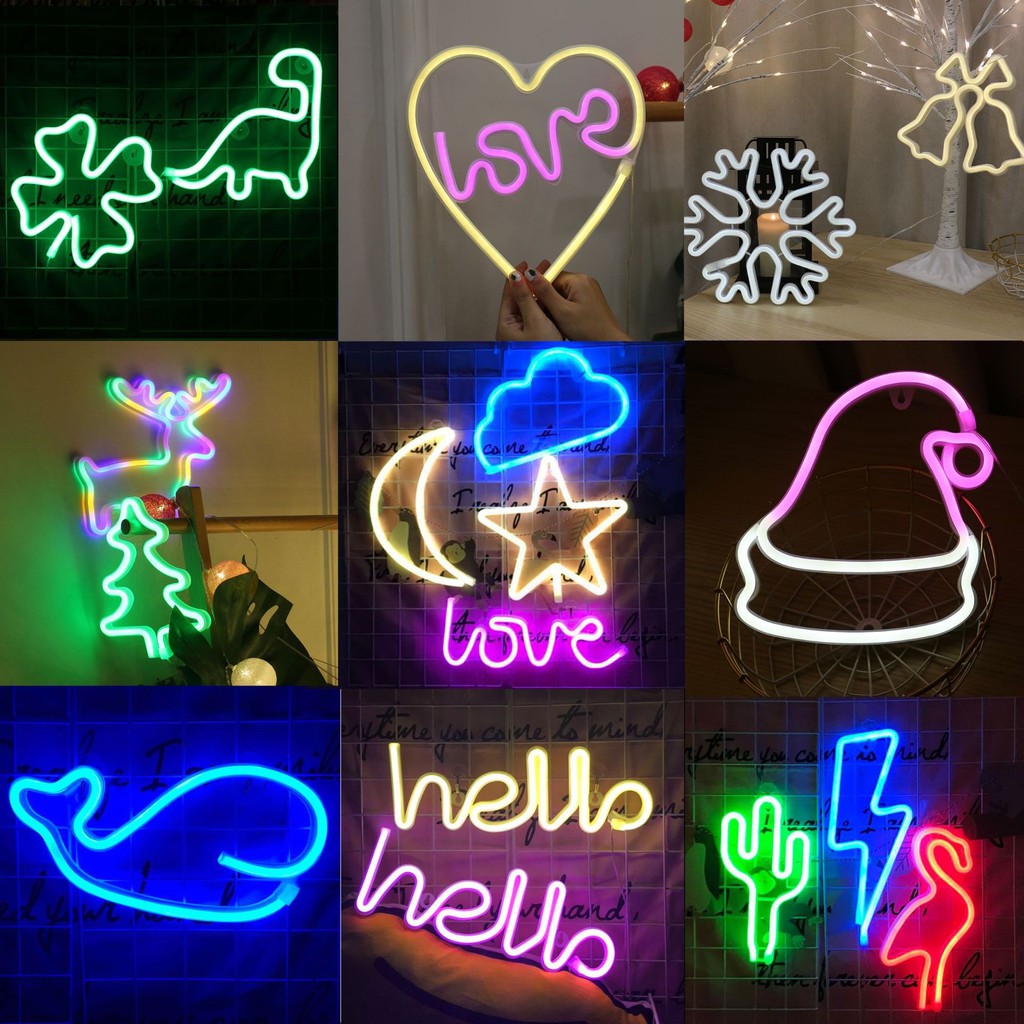 Đèn led Neon nhiều mẫu phù hợp làm đèn trang trí decor phòng ngủ