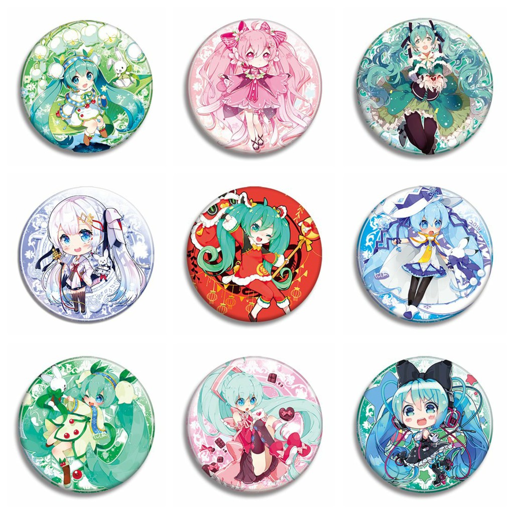Huy hiệu IN HÌNH Miku Hatsune anime chibi dễ thương tiện lợi