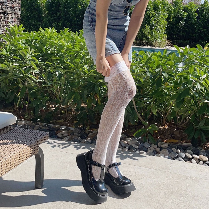 Tất Dài Qua Gối Phối Ren Phong Cách Lolita Nhật Bản Dễ Thương Cho Nữ