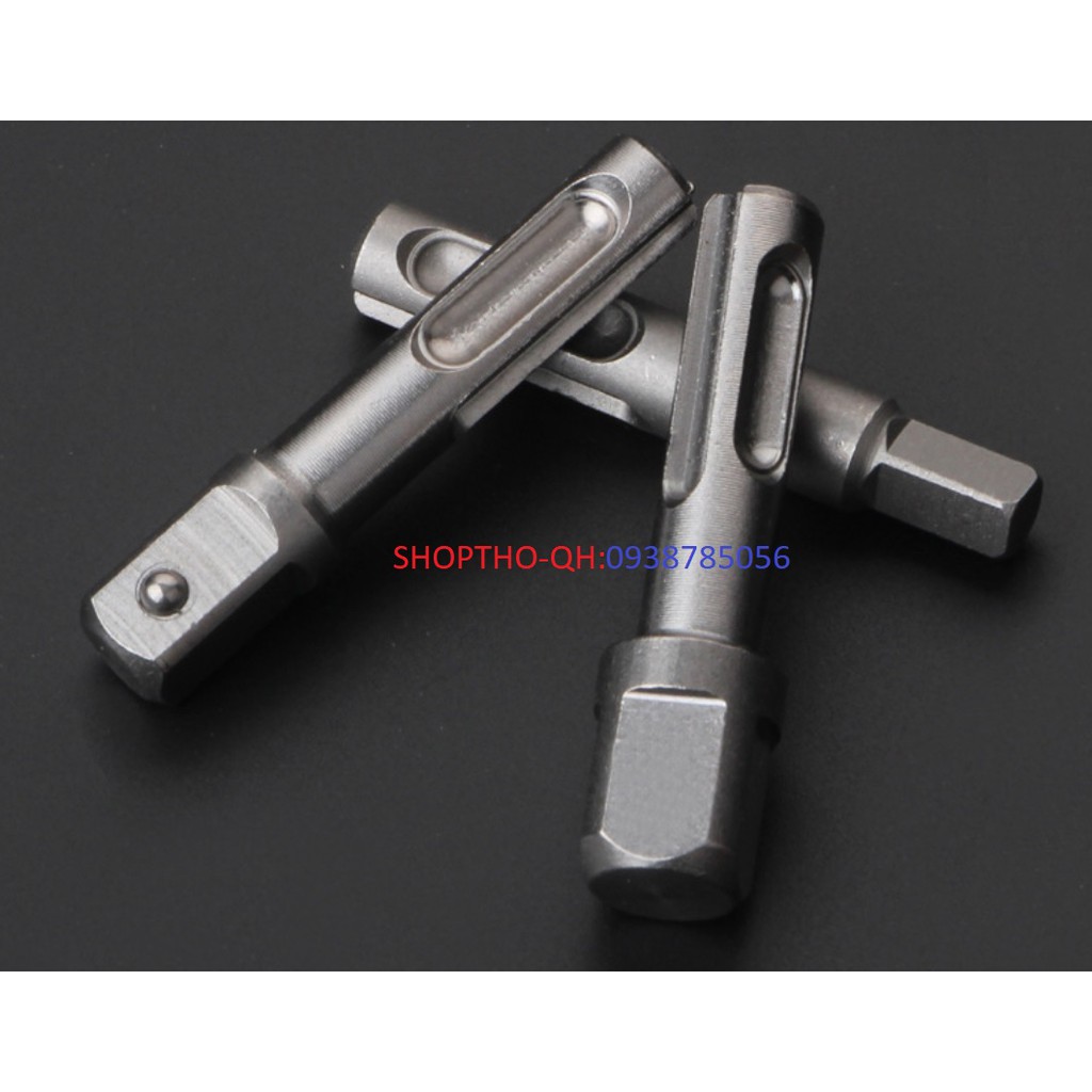 Đầu Chuyển Chân SDS-Plus Sang đầu bulong 3 Cái 1/4"-3/8"-1/2"