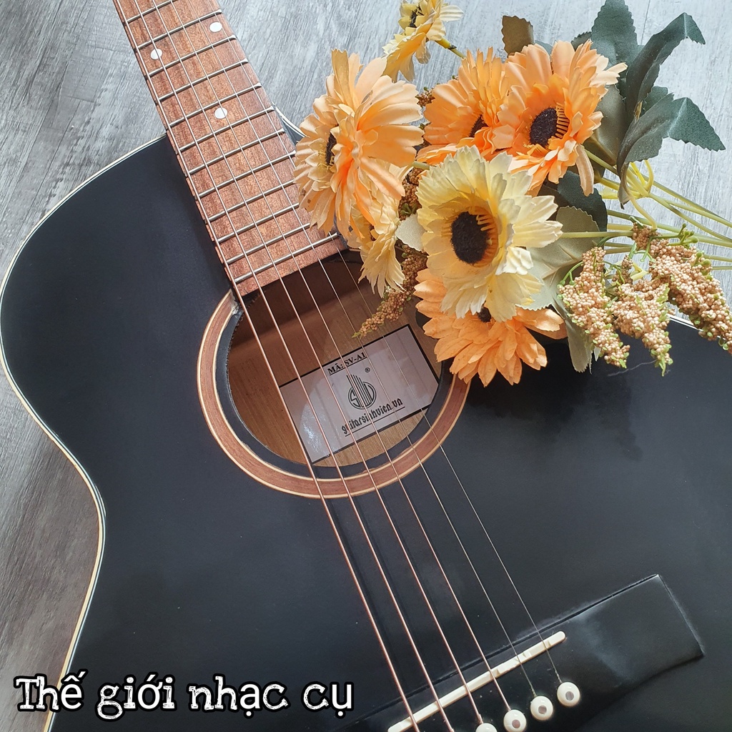 [ Sale mạnh] Đàn ghita mới tập có ty chống cong - đàn acoustic đệm hát - Có tặng kèm 6 phụ kiện - bảo hành 1 năm