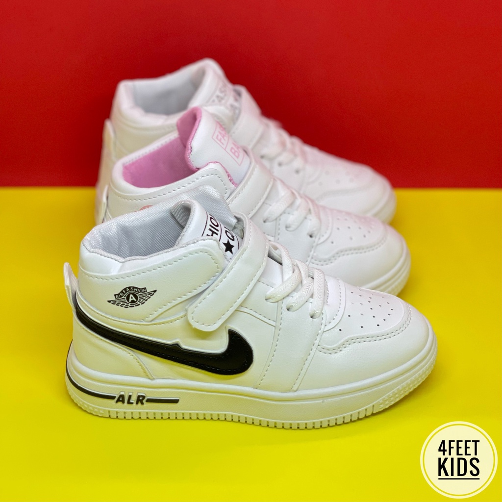 SneakerJ2 x White  cho bé trai bé gái từ 5-12 tuổi, mẫu sneaker cao cổ Siêu Xinh Giá Rẻ Bất Ngờ