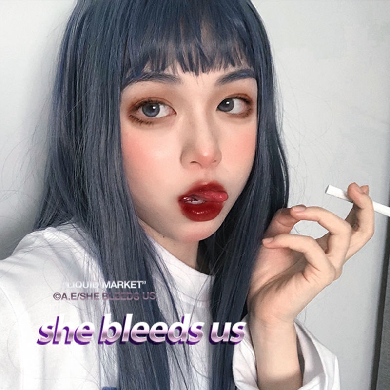 Bộ Tóc Giả Dài Thẳng Màu Xanh Dương Dành Cho Nữ