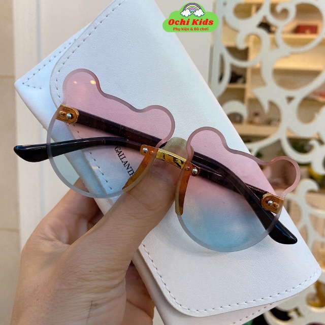 Kính trẻ em chống nắng, kính mát bé gái hình tai gấu thời trang đáng yêu Ochi Kids