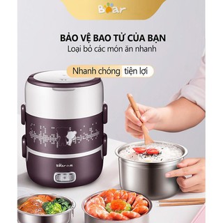 Nồi Cơm Văn Phòng Cắm Điện Inox 3 Tầng Hút Chân Không Bear DFH 686 - Tiện Lợi - Nhỏ Gọn Dễ Mang Theo Và Sử Dụng