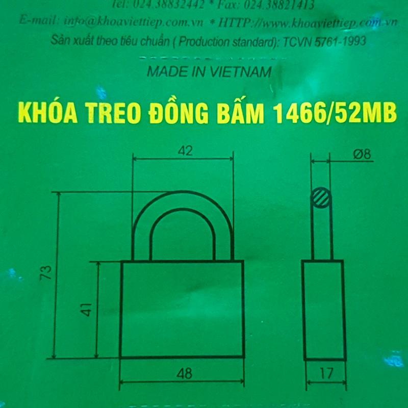 Khóa Treo Đồng Bấm Việt Tiệp 1466/52M - SunShine Store