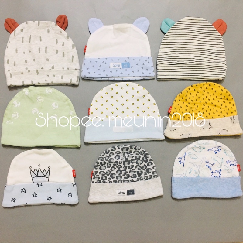 Mũ sơ sinh cho bé trai- bé gái cotton mềm hoạ tiết dễ thương