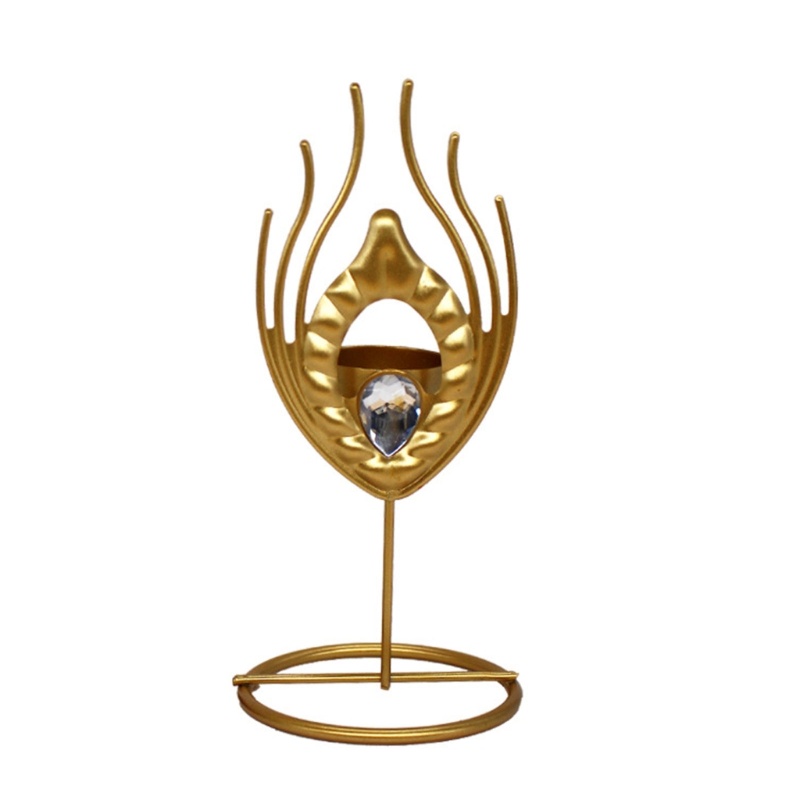 Giá Đỡ Nến Hình Lông Vũ Bằng Sắt Màu Vàng Kim Trang Trí Phòng Bếp