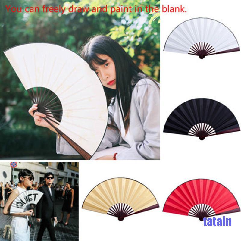 Quạt xếp cầm tay bằng vải lụa phong cách Trung Hoa trang trí tiệc tiện dụng