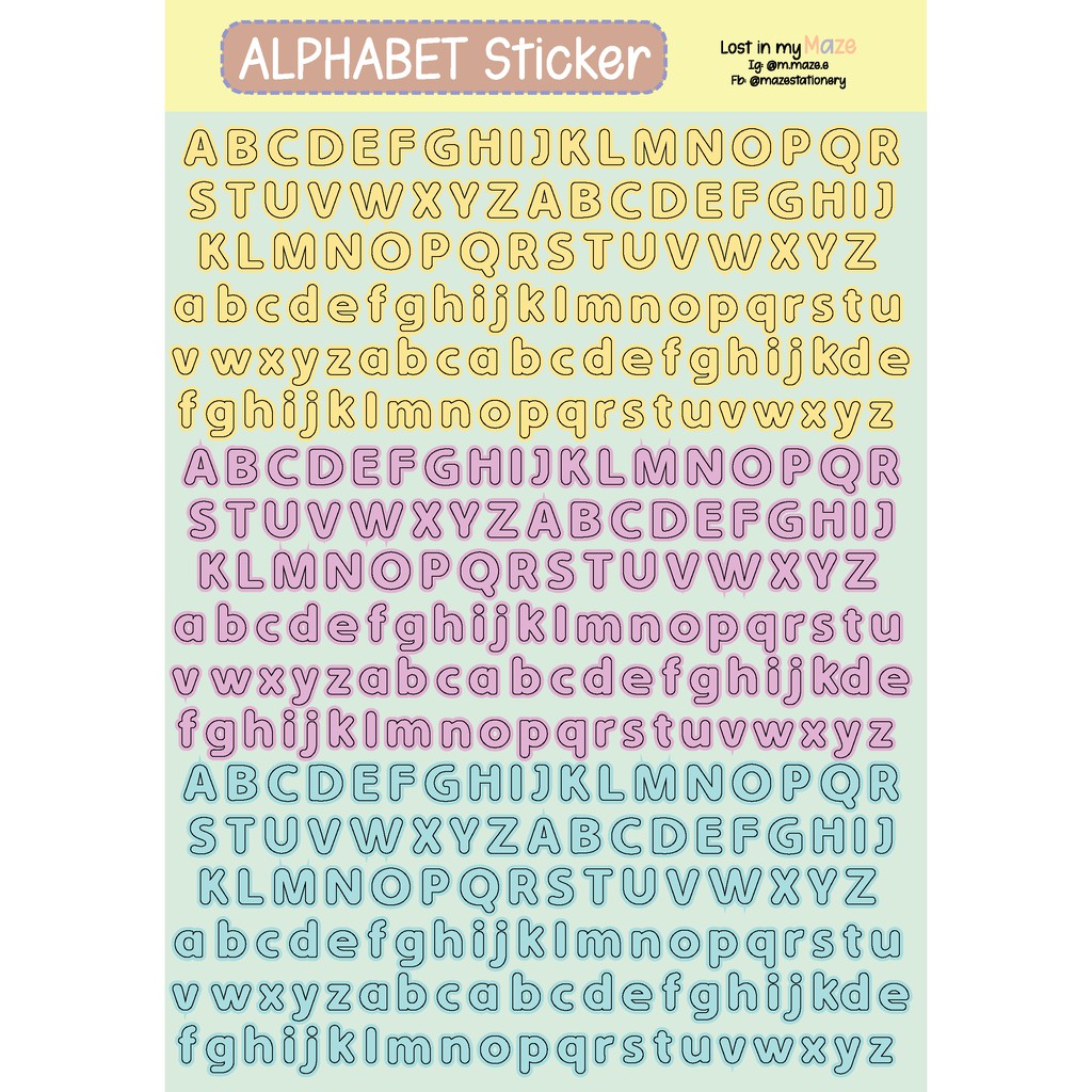 ALPHABET STICKER|Design by MAZE - A5 Alphabet Sticker - Trang trí sổ planner toploader kpop.