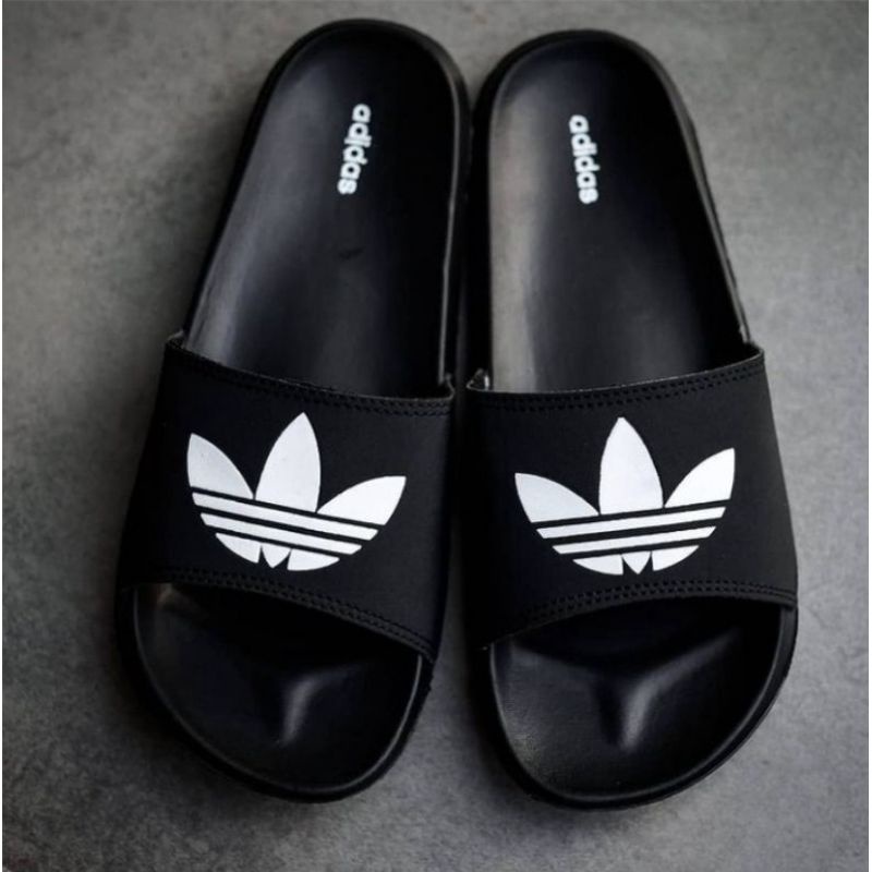 Dép Adidas Họa Tiết Chiếc Lá Đen Cao Cấp Thời Trang Cho Nam Nữ