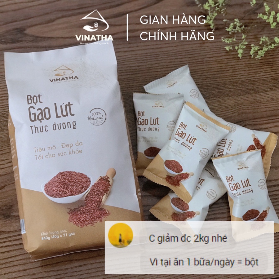 Bột gạo lứt giảm cân, lợi sữa, gạo lức ăn kiêng Vinatha 840gr - 21 túi nhỏ  VNT05