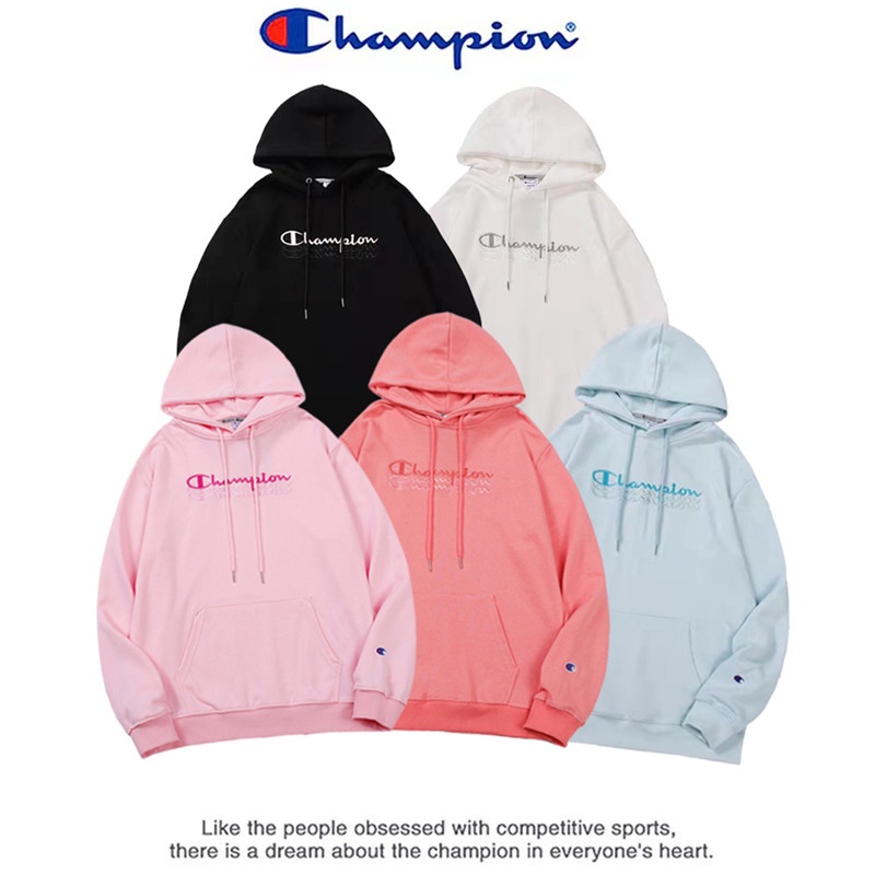 Burst Money CHAMPION Men and Women Three Row Letter Embroidery Hoodies Loose Sports Hoodie Outerwear