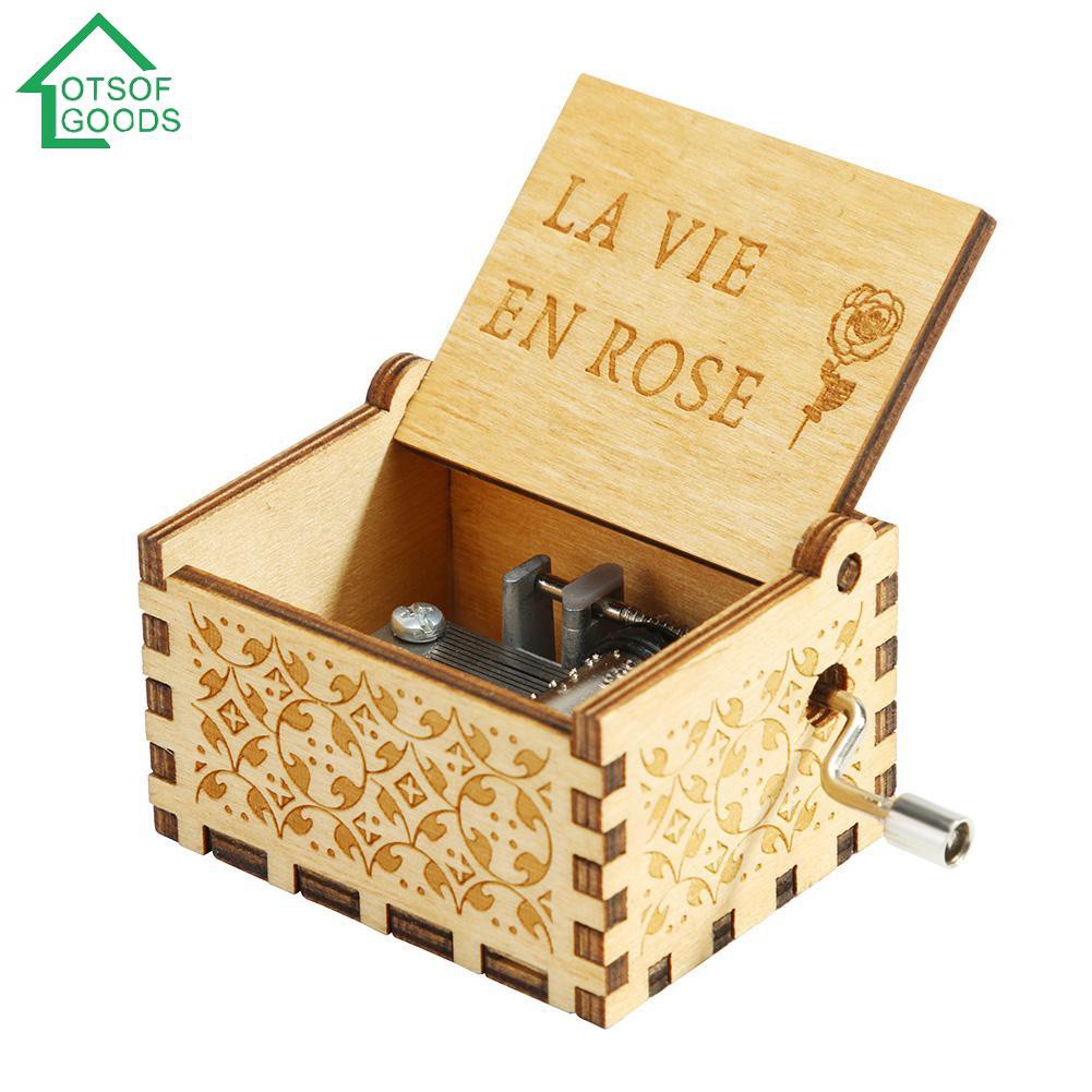 Hộp nhạc gỗ Moon Rive/La vie en rose độc đáo cổ điển