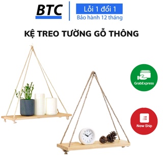 Kệ Treo Tường Decor Khung kệ gỗ thông dây thừng treo tường trang trí phong cách retro BTC.8686