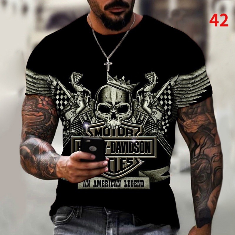 Áo thun in hình đầu lâu 3D thời trang cho nam Size S-6XL