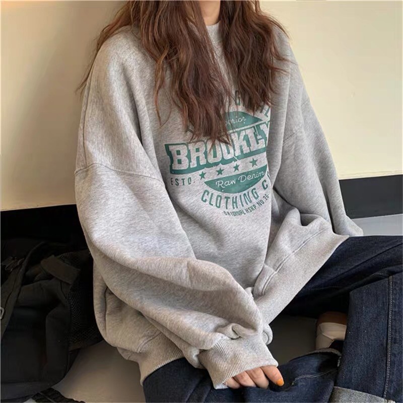 Áo hoodie sweeter nỉ da cá không có lót dáng suông dài basic | BigBuy360 - bigbuy360.vn