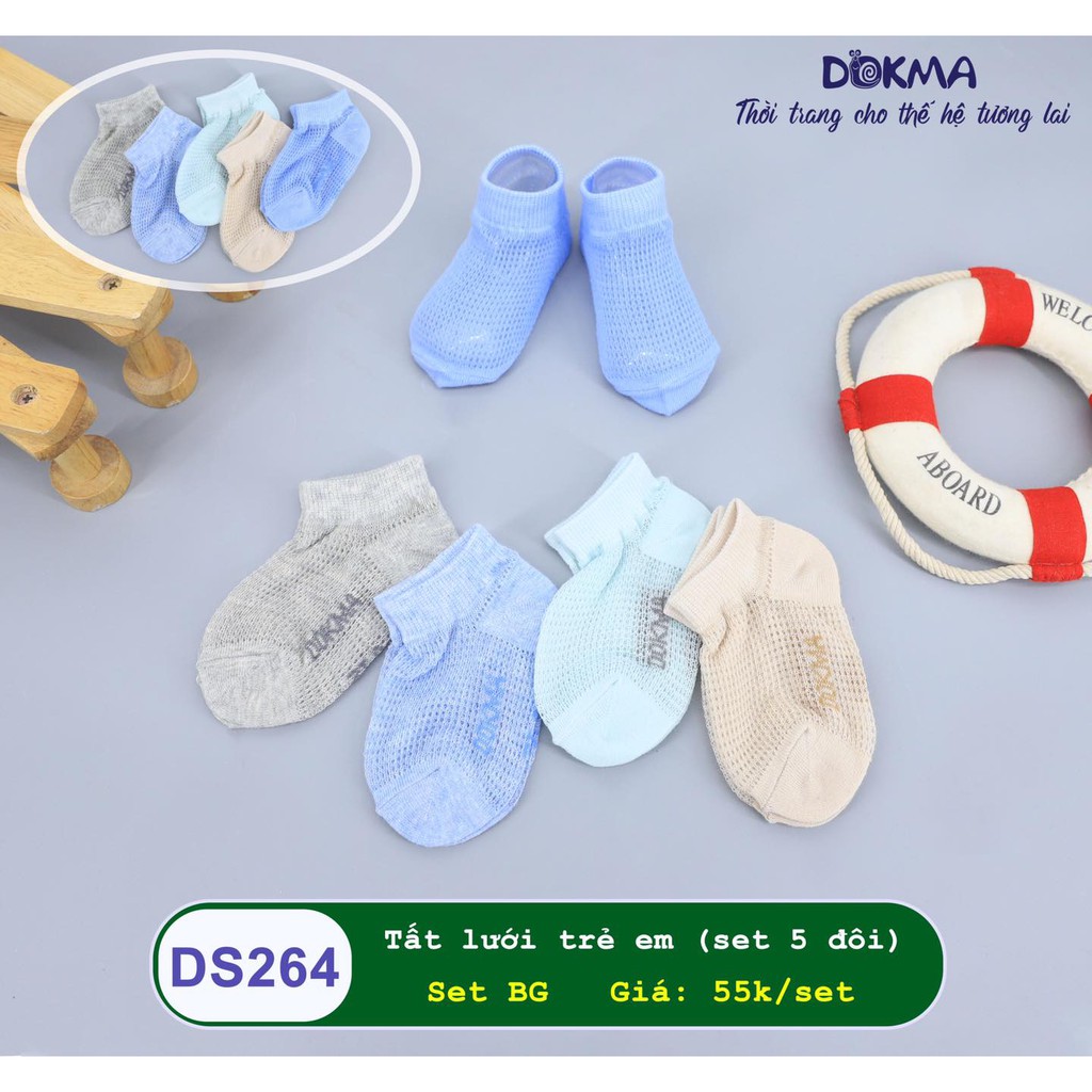 Set 5 đôi tất lưới cho bé trai, bé gái Dokma (0-12M) DS264