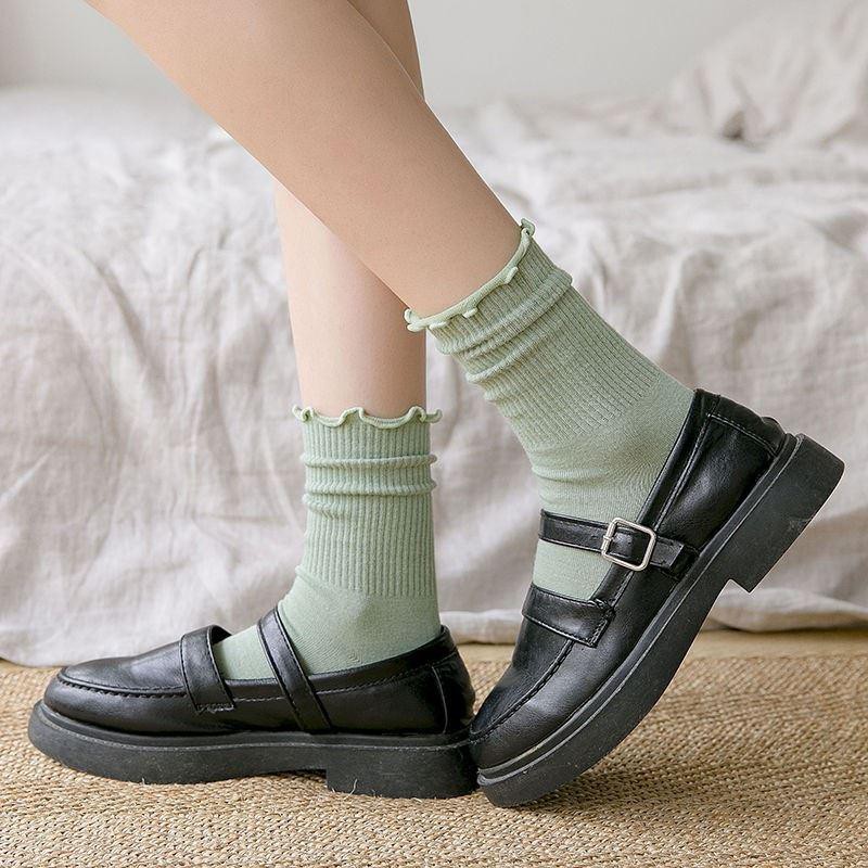 Tất bèo nhún màu vintage mẫu mới cao cổ Hàn Quốc chất len đẹp nhiều màu