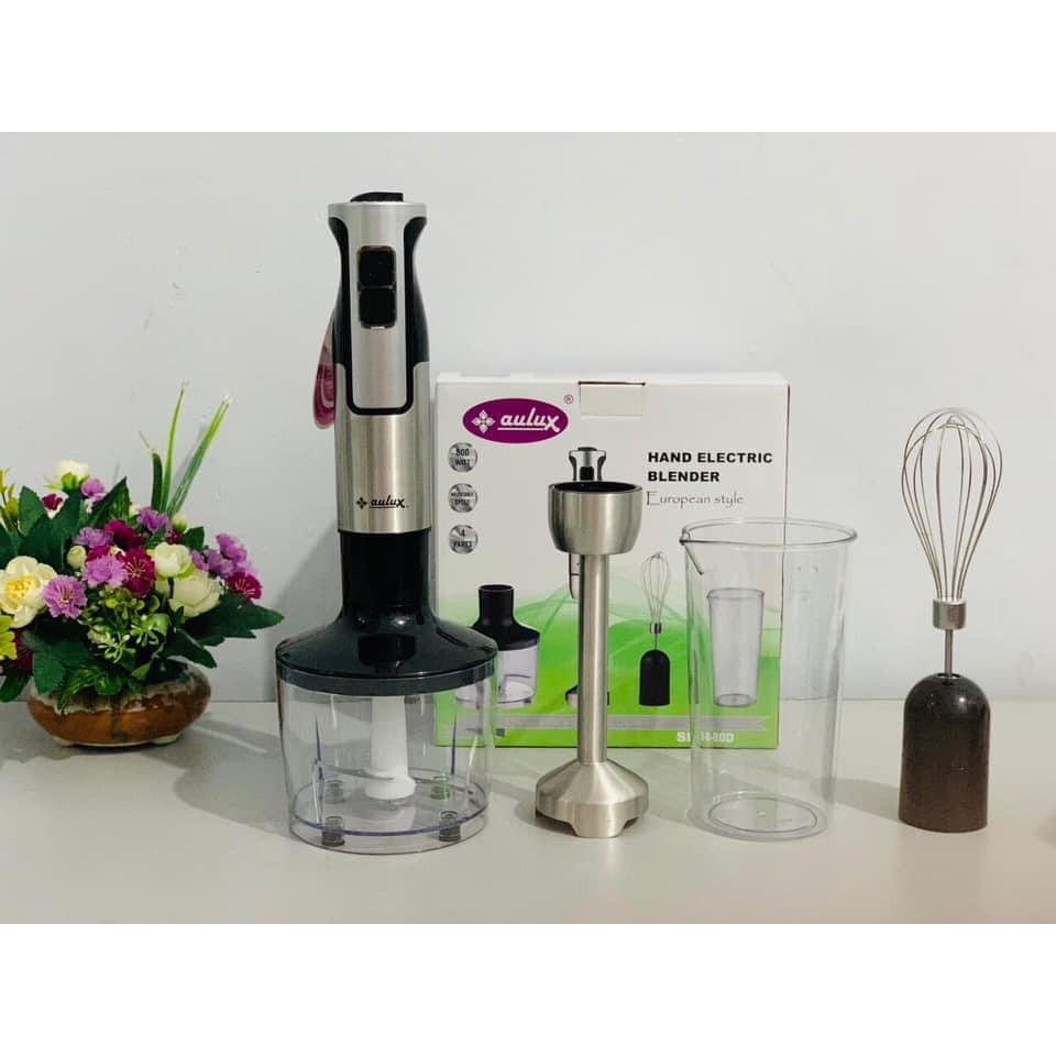 Máy Xay Sinh Tố Cầm Tay Aulux SB-80D-2 Cối Xay- Tặng Kèm Đánh Trứng- Hàng Chính Hãng