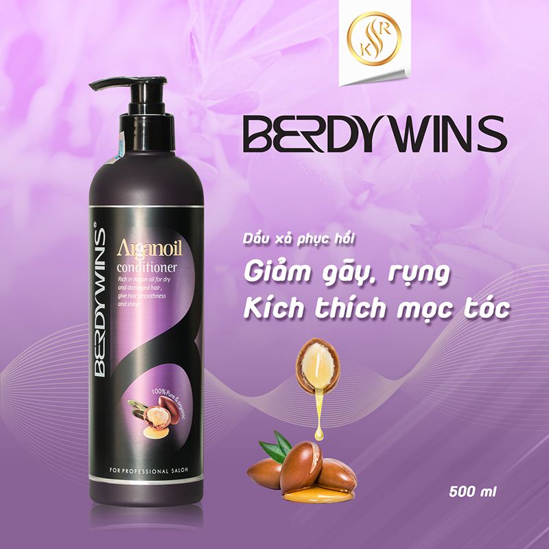 Dầu xả BERDYWINS ARGANOIL phục hồi tóc hư tổn 500ml