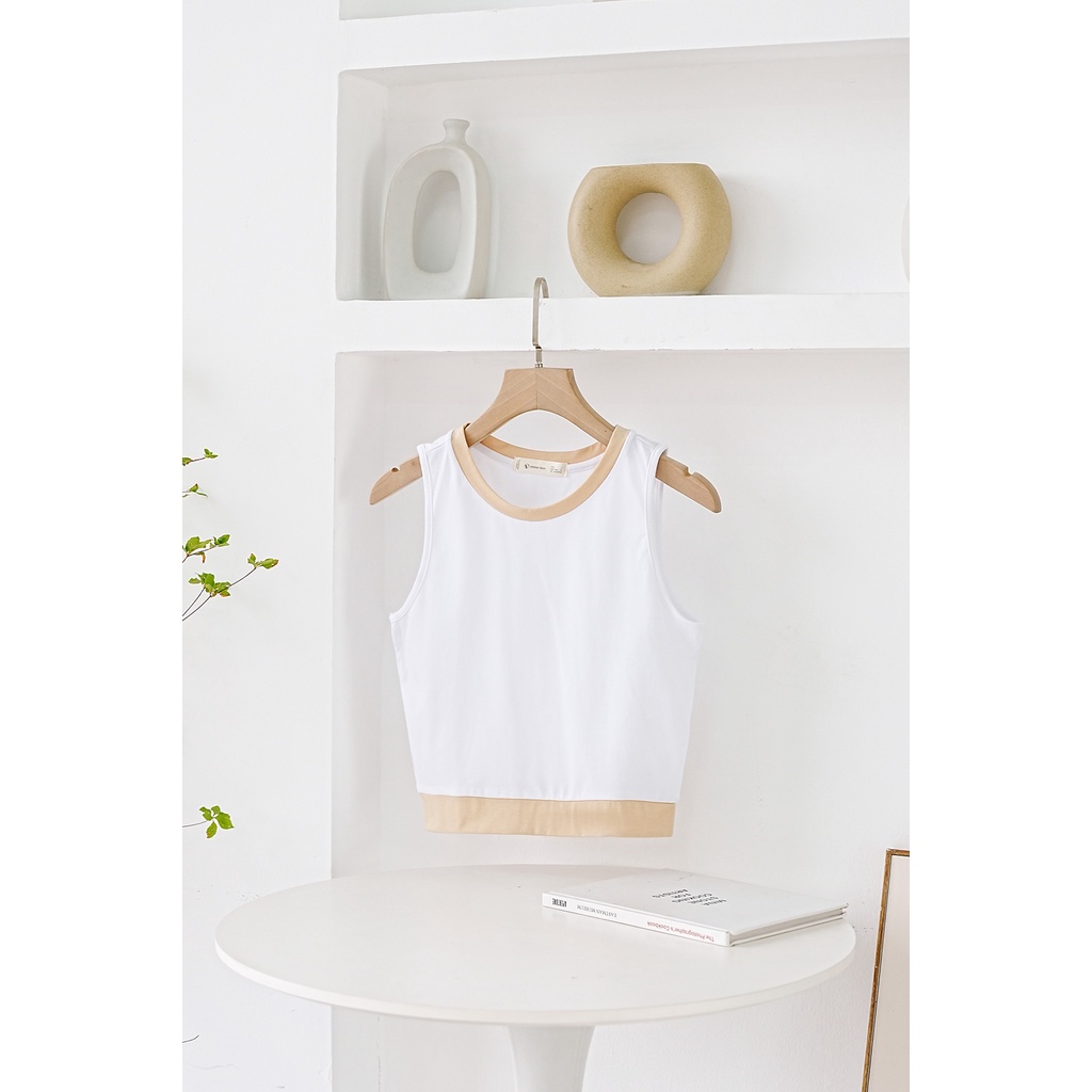Áo Croptop VIEN TRAN Ba Lỗ Phối Màu V61R22H052