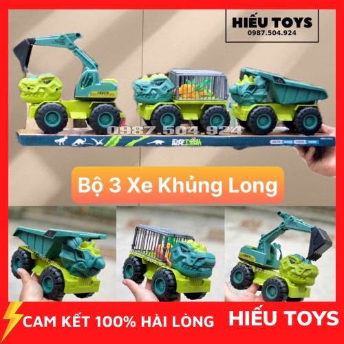 Bộ 3 Ô Tô Khủng Long Cỡ Lớn Chất Nhựa ABS Cao Cấp An Toàn Cho Bé Đồ Chơi Cho Bé Trai Từ 2 Tuổi Trở Lên Hiếu Toys