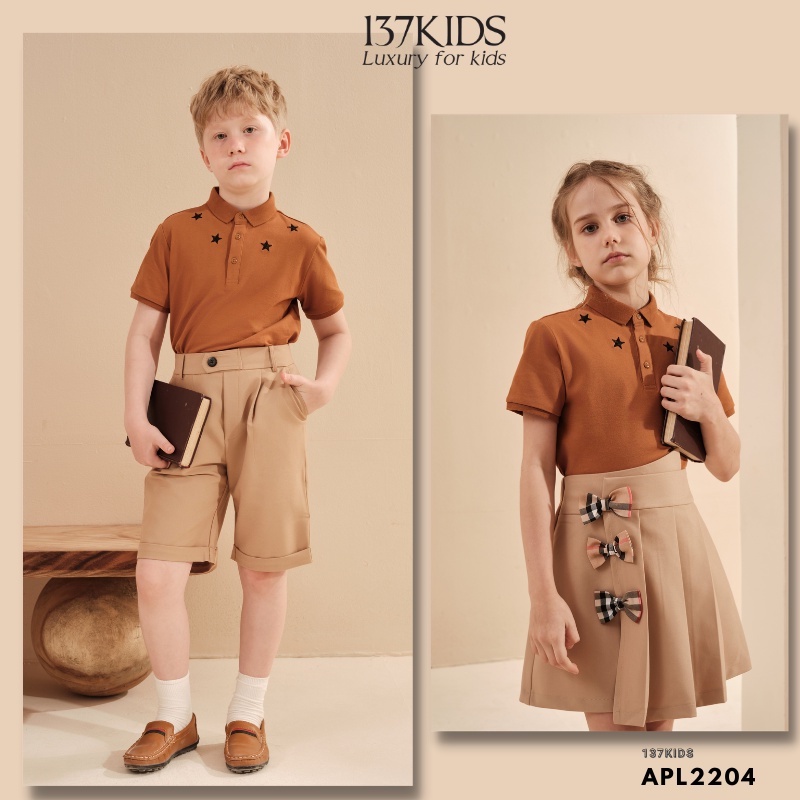 Áo polo cổ sao unisex thiết kế 137Kids cotton thoáng mát, thấm hút mồ hôi tốt cho bé