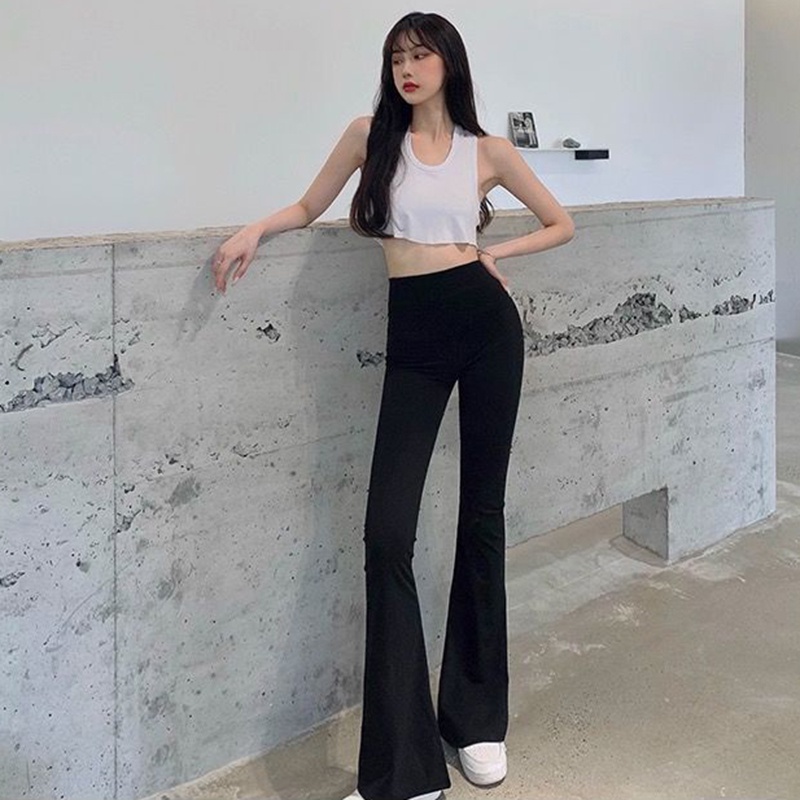 Quần yoga IELGY mỏng lưng cao co giãn màu đen cho nữ