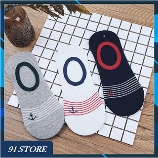 Set 2 đôi tất lười nam tất vớ nam nửa bàn chân họa tiết hàn quốc