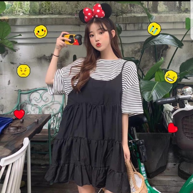 Đầm babydoll 2 dây thắt nơ ( ko kèm áo )