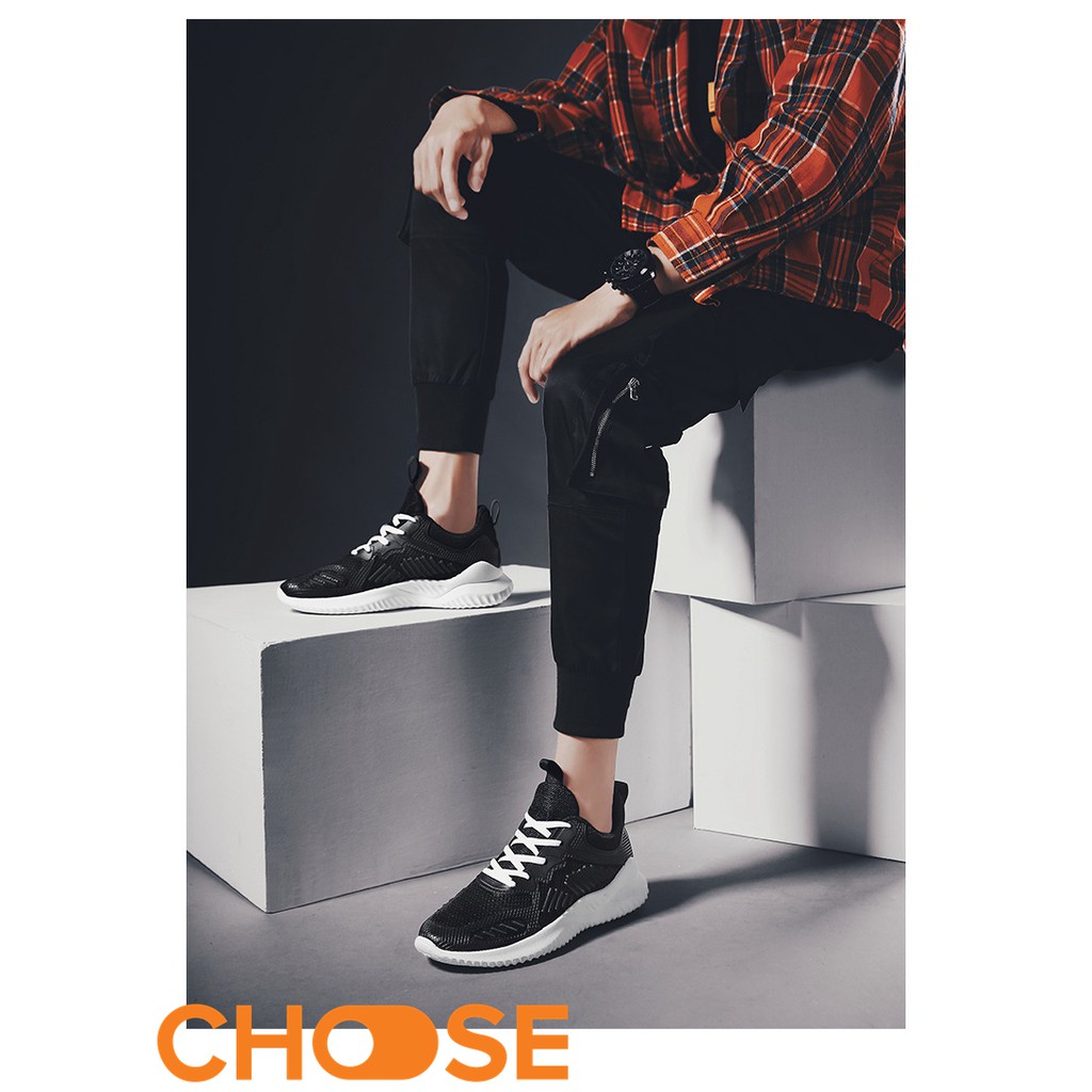 Siêu Phẩm Giày Nam Sneaker Choose Vải Cột Dây Siêu Nhẹ Thoáng Khí Tăng Chiều Cao G46K1