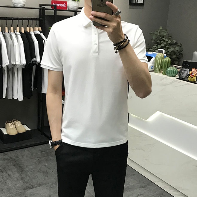 Fashion Áo Polo Nam Trơn Văn Phòng Trẻ Trung In Họa TIết Chữ  Zenkocs3 MEN TOP 241 V4