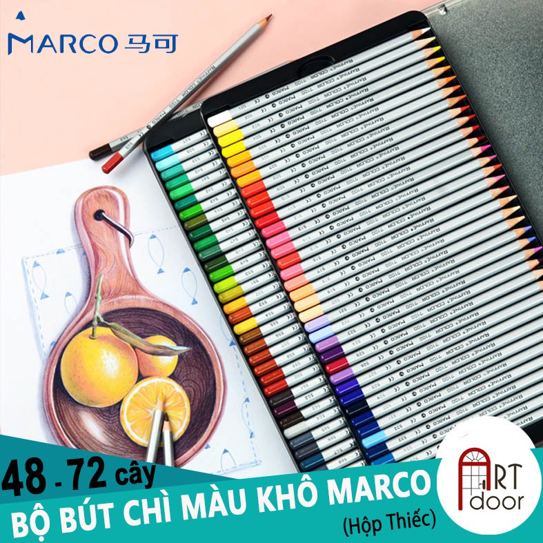 [ARTDOOR] Bộ bút chì màu Khô 48/72 MARCO RAFFINE (hộp thiếc)