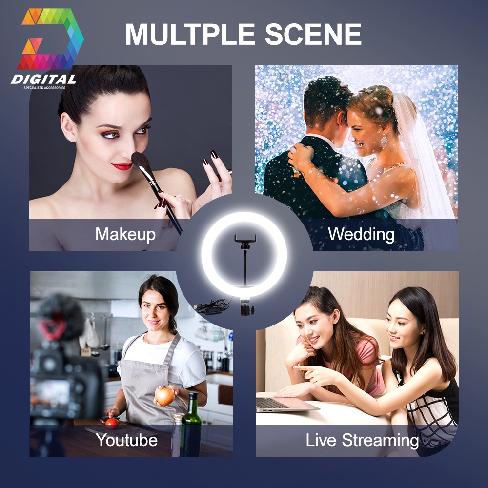 Đèn Livestream Chụp Ảnh, Bán Hàng, Makeup Trang Điểm 3 Chế Độ Sáng Cao Cấp