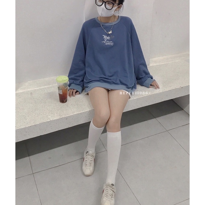 Áo sweater raglan chữ Hàn