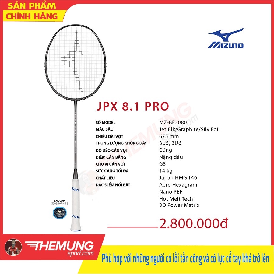 Vợt cầu lông Mizuno JPX 8.1 (Pro Đen)