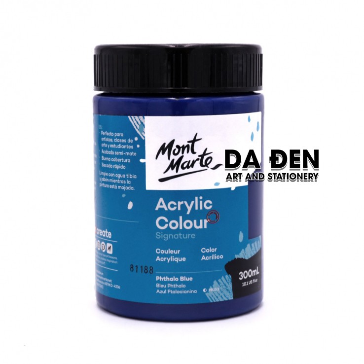 [DA ĐEN] Màu Mont Marte Signature Acrylic Colour 300ml (10.1-oz) - Phthalo Blue