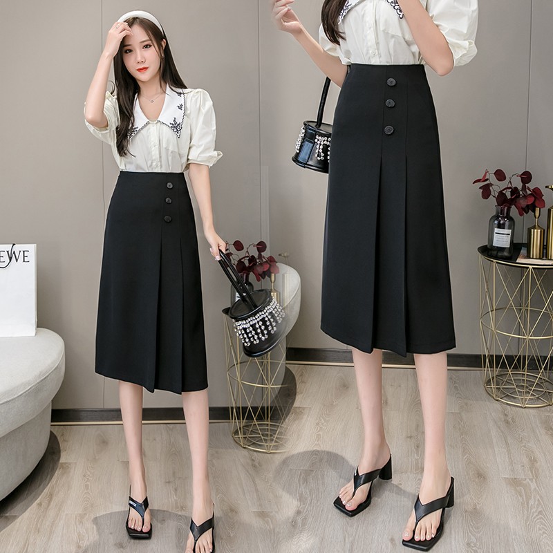 Chân Váy Dài Xếp Ly Công Sở EVADO dáng Chữ A cách điệu, Váy Công sở Xếp Li chữ A midi dáng dài - CV09